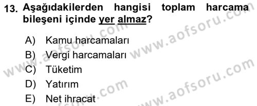 Para Teorisi Dersi 2018 - 2019 Yılı (Final) Dönem Sonu Sınav Soruları 13. Soru