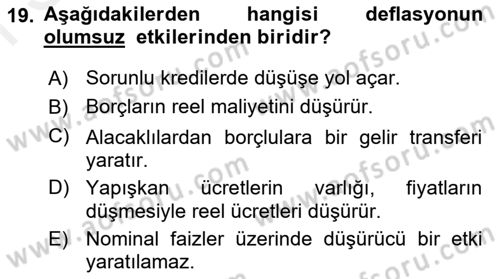 Para Teorisi Dersi 2018 - 2019 Yılı (Final) Dönem Sonu Sınav Soruları 19. Soru