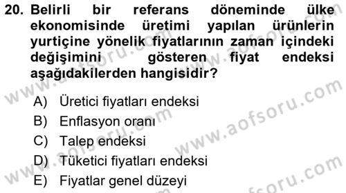 Para Teorisi Dersi 2018 - 2019 Yılı (Final) Dönem Sonu Sınav Soruları 20. Soru
