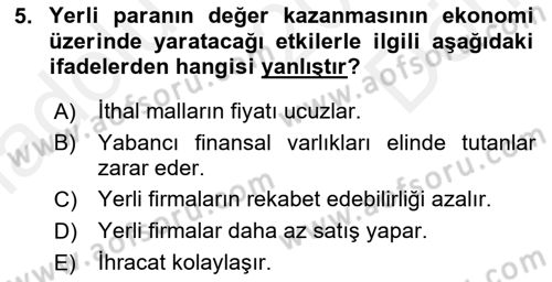 Para Teorisi Dersi 2018 - 2019 Yılı (Final) Dönem Sonu Sınav Soruları 5. Soru