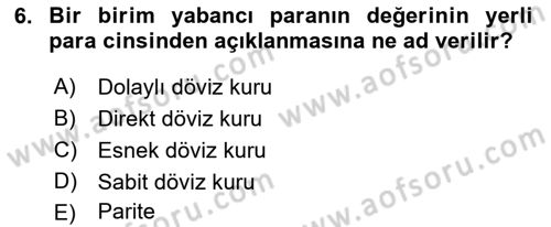 Para Teorisi Dersi 2018 - 2019 Yılı (Final) Dönem Sonu Sınav Soruları 6. Soru