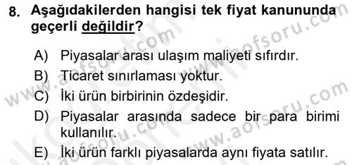 Para Teorisi Dersi 2018 - 2019 Yılı (Final) Dönem Sonu Sınav Soruları 8. Soru