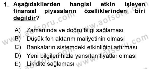 Para Teorisi Dersi 2018 - 2019 Yılı Yaz Okulu Sınav Soruları 1. Soru