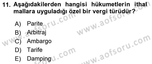 Para Teorisi Dersi 2018 - 2019 Yılı Yaz Okulu Sınav Soruları 11. Soru