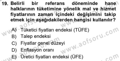 Para Teorisi Dersi 2018 - 2019 Yılı Yaz Okulu Sınav Soruları 19. Soru