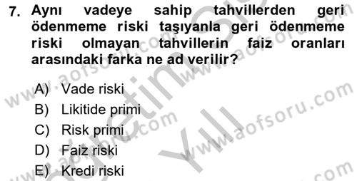 Para Teorisi Dersi 2018 - 2019 Yılı Yaz Okulu Sınav Soruları 7. Soru