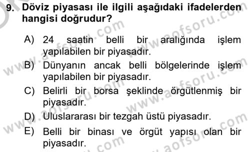Para Teorisi Dersi 2018 - 2019 Yılı Yaz Okulu Sınav Soruları 9. Soru