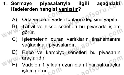 Para Teorisi Dersi 2020 - 2021 Yılı Yaz Okulu Sınav Soruları 1. Soru