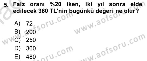 Para Teorisi Dersi 2020 - 2021 Yılı Yaz Okulu Sınav Soruları 5. Soru