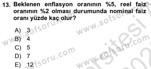 Para Teorisi Dersi 2021 - 2022 Yılı (Vize) Ara Sınav Soruları 13. Soru