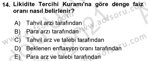 Para Teorisi Dersi 2021 - 2022 Yılı (Vize) Ara Sınav Soruları 14. Soru