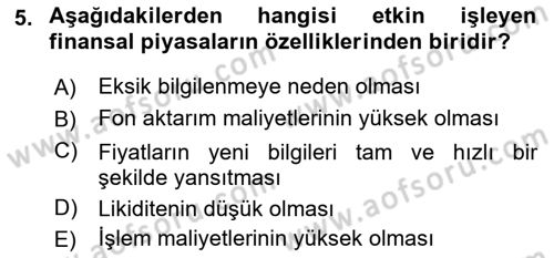 Para Teorisi Dersi 2021 - 2022 Yılı (Vize) Ara Sınav Soruları 5. Soru