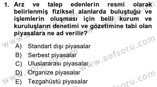 Para Teorisi Dersi 2021 - 2022 Yılı (Final) Dönem Sonu Sınav Soruları 1. Soru
