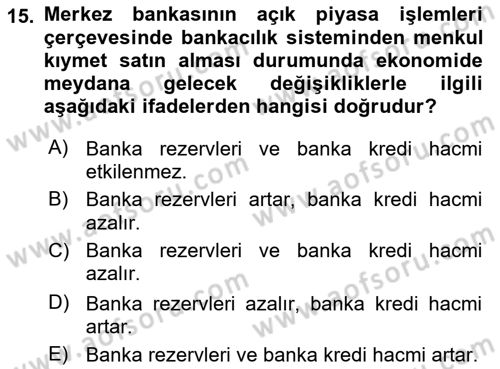 Para Teorisi Dersi 2021 - 2022 Yılı (Final) Dönem Sonu Sınav Soruları 15. Soru