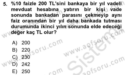 Para Teorisi Dersi 2021 - 2022 Yılı (Final) Dönem Sonu Sınav Soruları 5. Soru