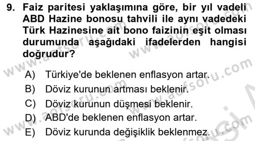 Para Teorisi Dersi Dönem Sonu Sınavı Deneme Sınav Soruları 9. Soru