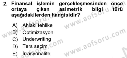 Para Teorisi Dersi 2021 - 2022 Yılı Yaz Okulu Sınav Soruları 2. Soru