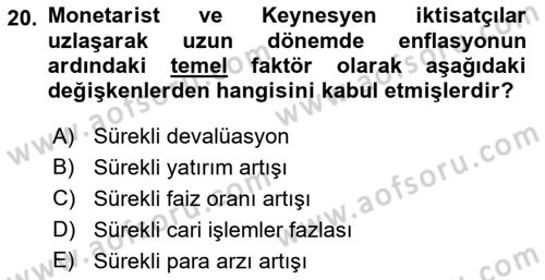 Para Teorisi Dersi 2021 - 2022 Yılı Yaz Okulu Sınav Soruları 20. Soru