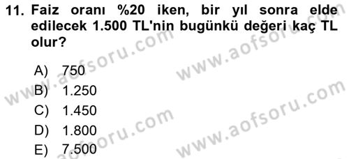 Para Teorisi Dersi 2022 - 2023 Yılı (Vize) Ara Sınav Soruları 11. Soru