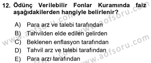 Para Teorisi Dersi 2022 - 2023 Yılı (Vize) Ara Sınav Soruları 12. Soru