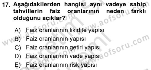 Para Teorisi Dersi 2022 - 2023 Yılı (Vize) Ara Sınav Soruları 17. Soru