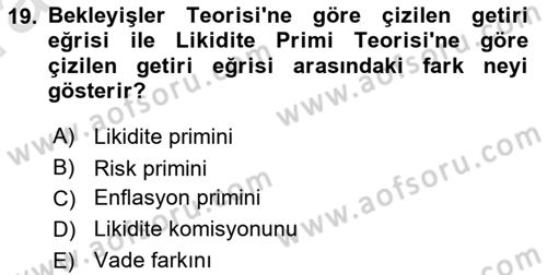 Para Teorisi Dersi 2022 - 2023 Yılı (Vize) Ara Sınav Soruları 19. Soru