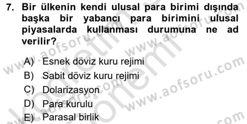 Para Teorisi Dersi 2022 - 2023 Yılı (Vize) Ara Sınav Soruları 7. Soru