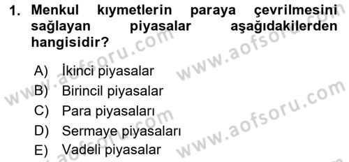 Para Teorisi Dersi 2022 - 2023 Yılı (Final) Dönem Sonu Sınav Soruları 1. Soru