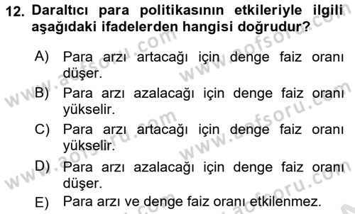 Para Teorisi Dersi 2022 - 2023 Yılı (Final) Dönem Sonu Sınav Soruları 12. Soru