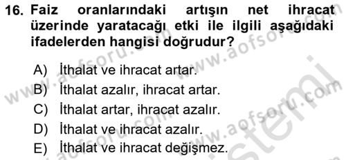 Para Teorisi Dersi 2022 - 2023 Yılı (Final) Dönem Sonu Sınav Soruları 16. Soru