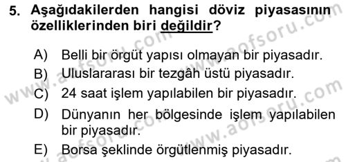 Para Teorisi Dersi Dönem Sonu Sınavı Deneme Sınav Soruları 5. Soru