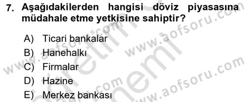 Para Teorisi Dersi Dönem Sonu Sınavı Deneme Sınav Soruları 7. Soru