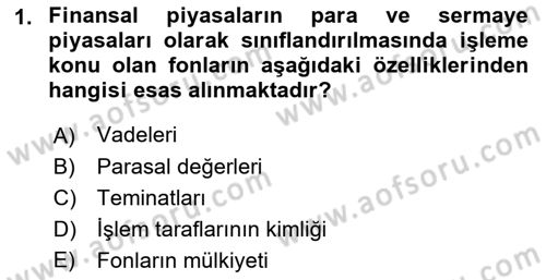 Para Teorisi Dersi 2022 - 2023 Yılı Yaz Okulu Sınav Soruları 1. Soru