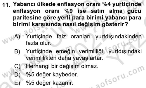 Para Teorisi Dersi 2022 - 2023 Yılı Yaz Okulu Sınav Soruları 11. Soru