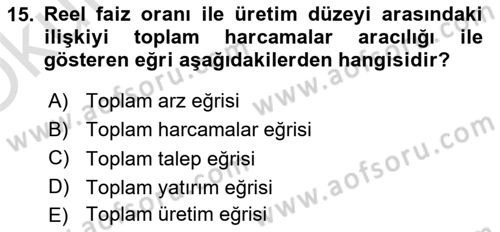 Para Teorisi Dersi 2022 - 2023 Yılı Yaz Okulu Sınav Soruları 15. Soru