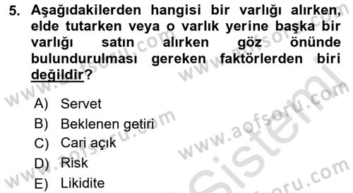 Para Teorisi Dersi 2022 - 2023 Yılı Yaz Okulu Sınav Soruları 5. Soru
