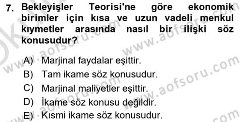 Para Teorisi Dersi 2022 - 2023 Yılı Yaz Okulu Sınav Soruları 7. Soru