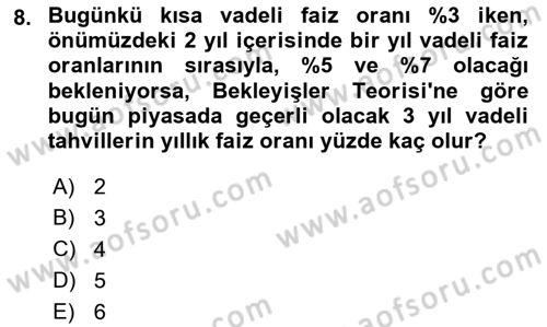 Para Teorisi Dersi 2022 - 2023 Yılı Yaz Okulu Sınav Soruları 8. Soru