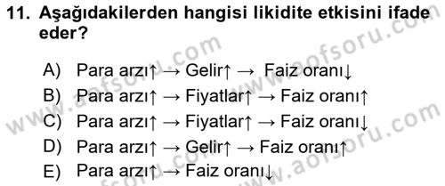 Para Teorisi Dersi 2023 - 2024 Yılı (Vize) Ara Sınav Soruları 11. Soru