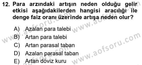 Para Teorisi Dersi 2023 - 2024 Yılı (Vize) Ara Sınav Soruları 12. Soru