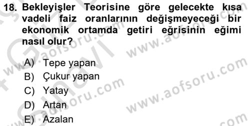 Para Teorisi Dersi 2023 - 2024 Yılı (Vize) Ara Sınav Soruları 18. Soru