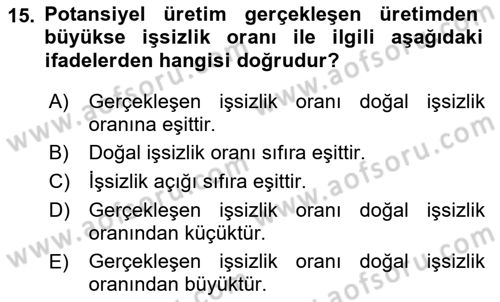 Para Teorisi Dersi 2023 - 2024 Yılı (Final) Dönem Sonu Sınav Soruları 15. Soru