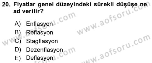 Para Teorisi Dersi 2023 - 2024 Yılı (Final) Dönem Sonu Sınav Soruları 20. Soru