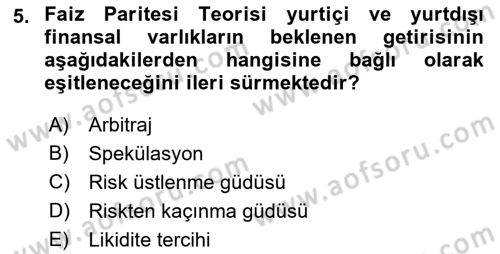 Para Teorisi Dersi 2023 - 2024 Yılı (Final) Dönem Sonu Sınav Soruları 5. Soru