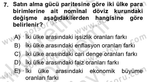 Para Teorisi Dersi Dönem Sonu Sınavı Deneme Sınav Soruları 7. Soru