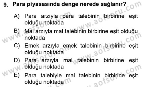 Para Teorisi Dersi 2023 - 2024 Yılı (Final) Dönem Sonu Sınav Soruları 9. Soru