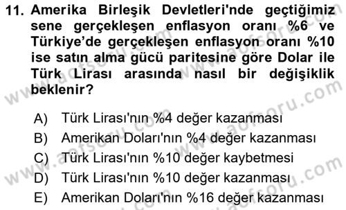 Para Teorisi Dersi 2023 - 2024 Yılı Yaz Okulu Sınav Soruları 11. Soru