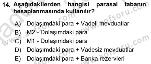 Para Teorisi Dersi 2023 - 2024 Yılı Yaz Okulu Sınav Soruları 14. Soru