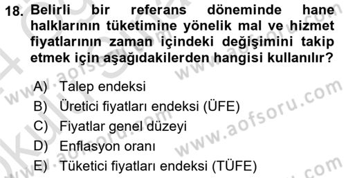 Para Teorisi Dersi 2023 - 2024 Yılı Yaz Okulu Sınav Soruları 18. Soru