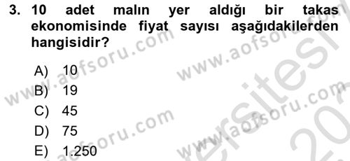 Para Teorisi Dersi 2023 - 2024 Yılı Yaz Okulu Sınav Soruları 3. Soru